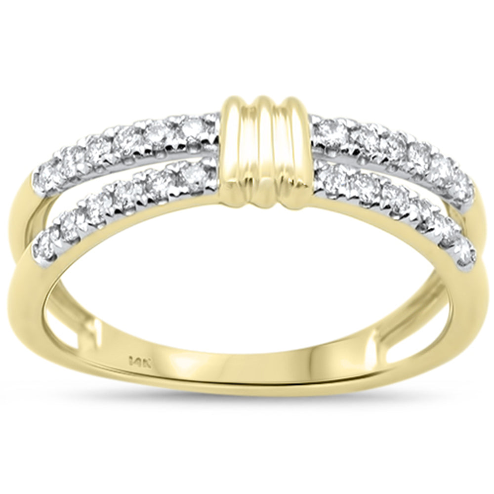 .33ct G SI 14K Yellow Gold Double Band Style Diamond Ring Size 6.5