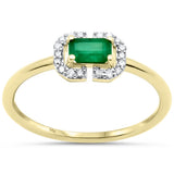 .40ct G SI 14K Yellow Gold Diamond & Emerald Gemstone Ring Size 6.5