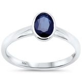 .85ct G SI 14K White Gold Blue Sapphire Gemstone Solitaire Ring Size 6.5