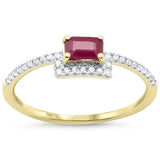 .57ct G SI 14K Yellow Gold Diamond & Ruby Gemstone Ring Size 6.5