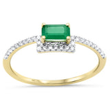 <span style="color:purple">SPECIAL!</span> .46ct G SI 14K Yellow Gold Diamond & Emerald Gemstone Band Ring Size 6.5