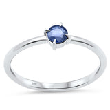 .30ct G SI 14K White Gold Blue Sapphire Gemstone Solitaire Band Ring Size 6.5