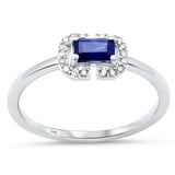 .47ct G SI 14K White Gold Diamond & Blue Sapphire Gemstone Band Ring Size 6.5