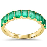 1.91ct G SI 14K Yellow Gold Emerald Gemstone Half Eternity Band Ring Size 6.5