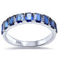 <span style="color:purple">SPECIAL!</span>2.14ct G SI 14K White Gold Blue Sapphire Gemstone Half Eternity Band Ring Size 6.5
