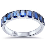2.14ct G SI 14K White Gold Blue Sapphire Gemstone Half Eternity Band Ring Size 6.5