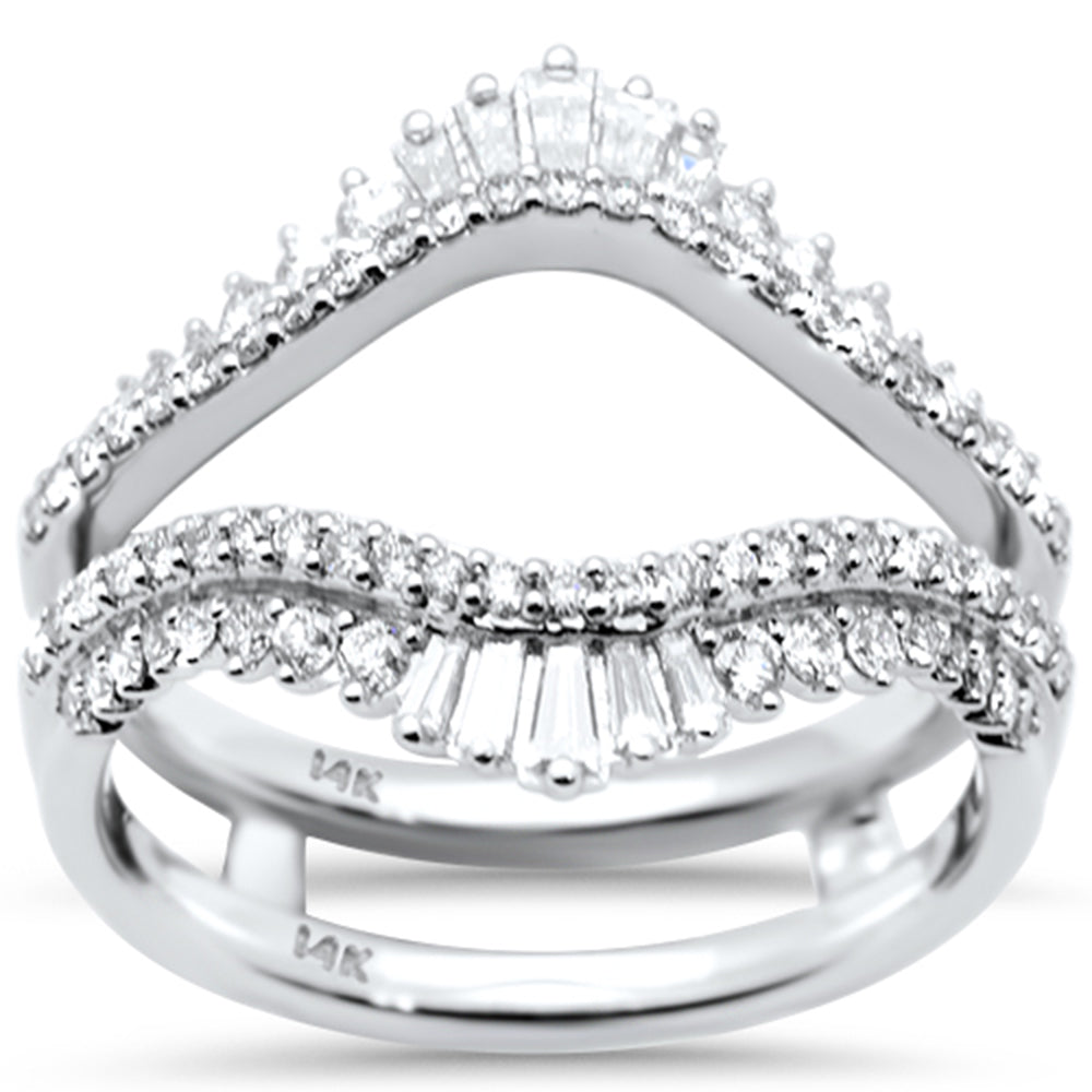 <span style="color:purple">SPECIAL!</span>.63ct G SI 14K White Gold Round & Baguette Diamond Open Ring Guard Size 6.5
