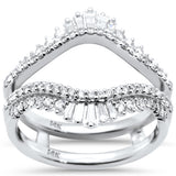 <span style="color:purple">SPECIAL!</span>.63ct G SI 14K White Gold Round & Baguette Diamond Open Ring Guard Size 6.5