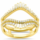 .61ct G SI 14K Yellow Gold Round & Baguette Diamond Open Ring Guard Size 6.5