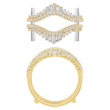 .61ct G SI 14K Yellow Gold Round & Baguette Diamond Open Ring Guard Size 6.5