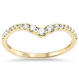 .24ct G SI 14K Yellow Gold Round Diamond Chevron Trendy Band Ring Size 6.5