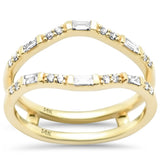 <span style="color:purple">SPECIAL!</span>.26ct G SI 14K Yellow Gold Round & Baguette Open Ring Guard Band Size 6.5