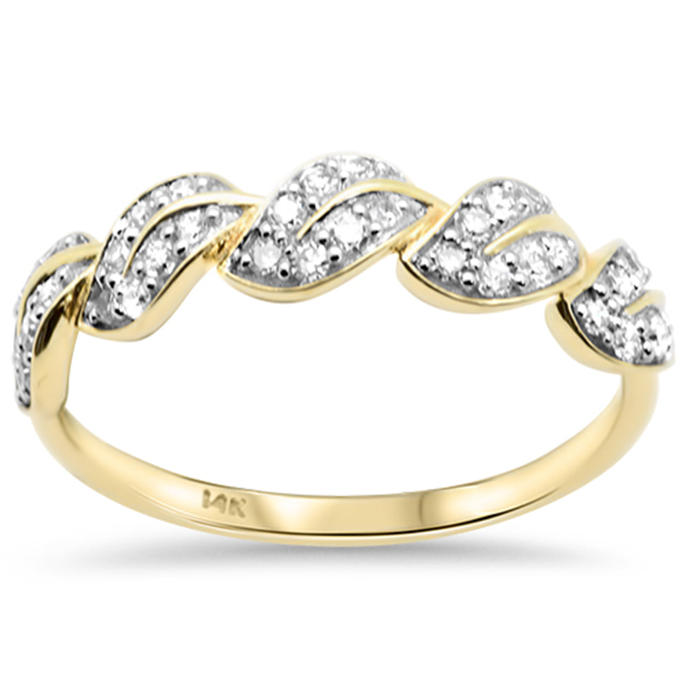 <span style="color:purple">SPECIAL!</span>.25ct G SI 14K Yellow Gold Round Diamond Leaf Style Ring Band Size 6.5