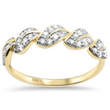 <span style="color:purple">SPECIAL!</span>.25ct G SI 14K Yellow Gold Round Diamond Leaf Style Ring Band Size 6.5