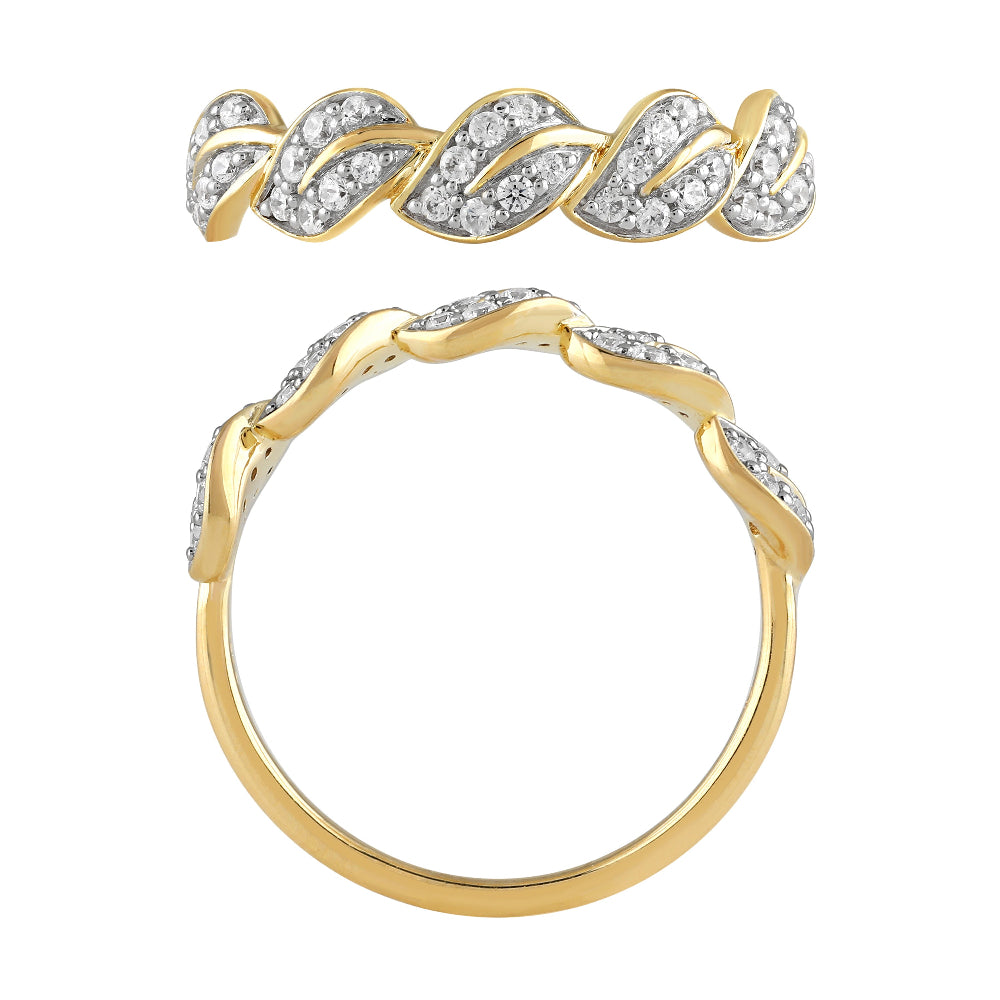 <span style="color:purple">SPECIAL!</span>.25ct G SI 14K Yellow Gold Round Diamond Leaf Style Ring Band Size 6.5