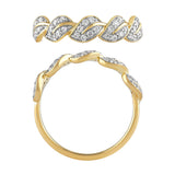 <span style="color:purple">SPECIAL!</span>.25ct G SI 14K Yellow Gold Round Diamond Leaf Style Ring Band Size 6.5