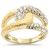 <span style="color:purple">¡ESPECIAL!</span>.74ct G SI 14K Oro Amarillo Diamante Redondo Entrelazado Anillo de Oro con Acabado Martillado Talla 6.5
