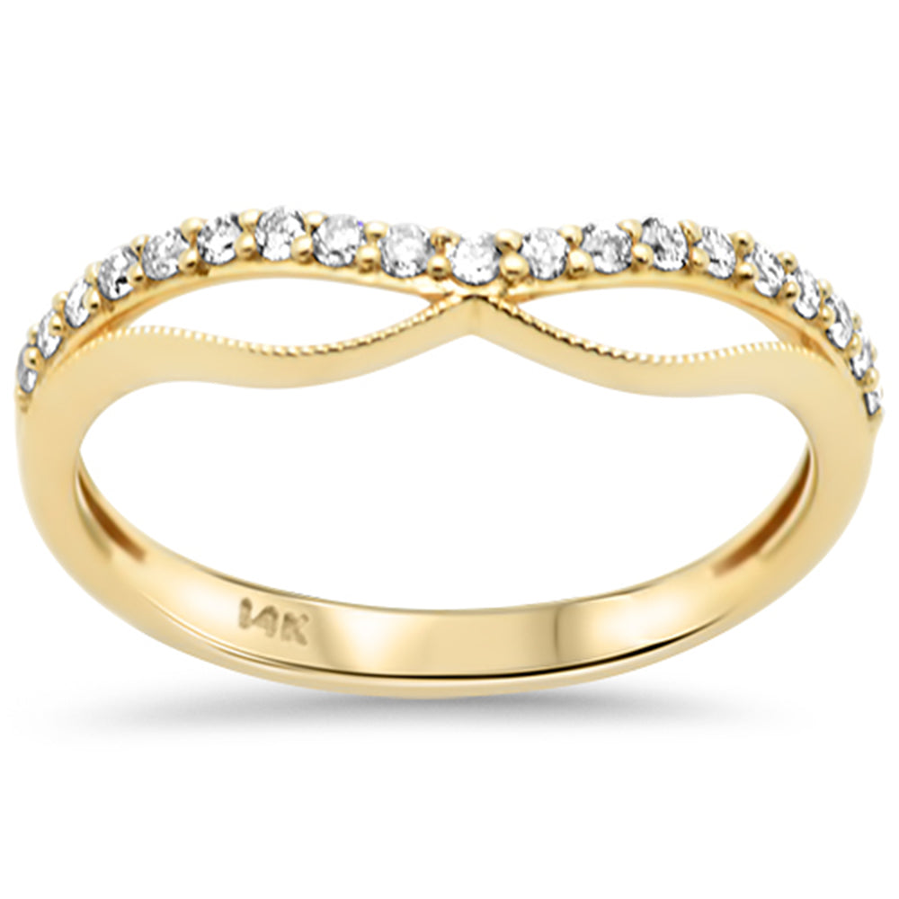 .19ct G SI 14K Yellow Gold Round Diamond Chevron Trendy Ring Size 6.5