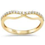 .19ct G SI 14K Yellow Gold Round Diamond Chevron Trendy Ring Size 6.5
