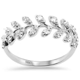 .32ct G SI 14K White Gold Round Diamond Leaf Style Ring Band Size 6.5