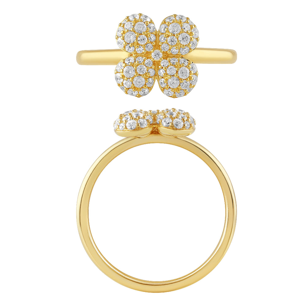.47ct G SI 14K Yellow Gold Round Diamond Flower Style Ring Size 6.5