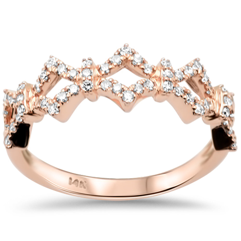 <span style="color:purple">SPECIAL!</span>.33ct G SI 14K Rose Gold Round Diamond Trendy Style Ring Band Size 6.5