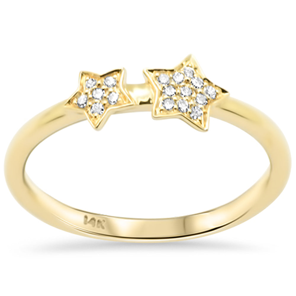 .07ct G SI 14K Yellow Gold Round Diamond 2-Star Ring Size 6.5
