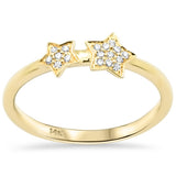 .07ct G SI 14K Yellow Gold Round Diamond 2-Star Ring Size 6.5