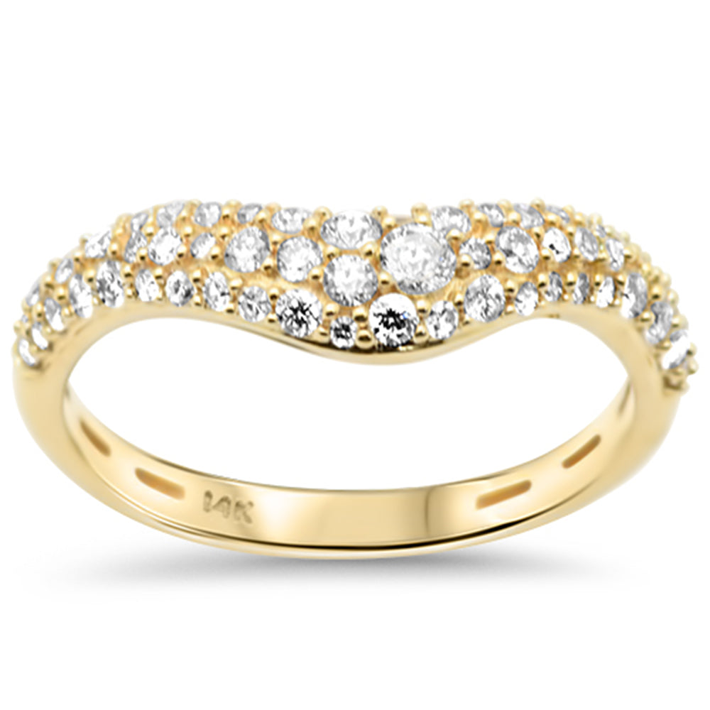 .48ct G SI 14K Yellow Gold Round Diamond Chevron Trendy Ring Size 6.5