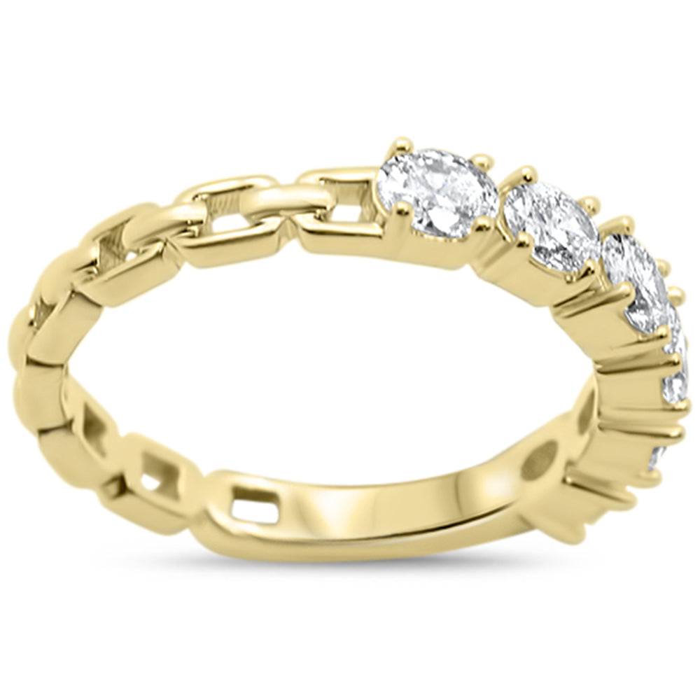 .92ct G SI 14KT Yellow Gold Reversible Oval Diamond Band Ring Size 6.5
