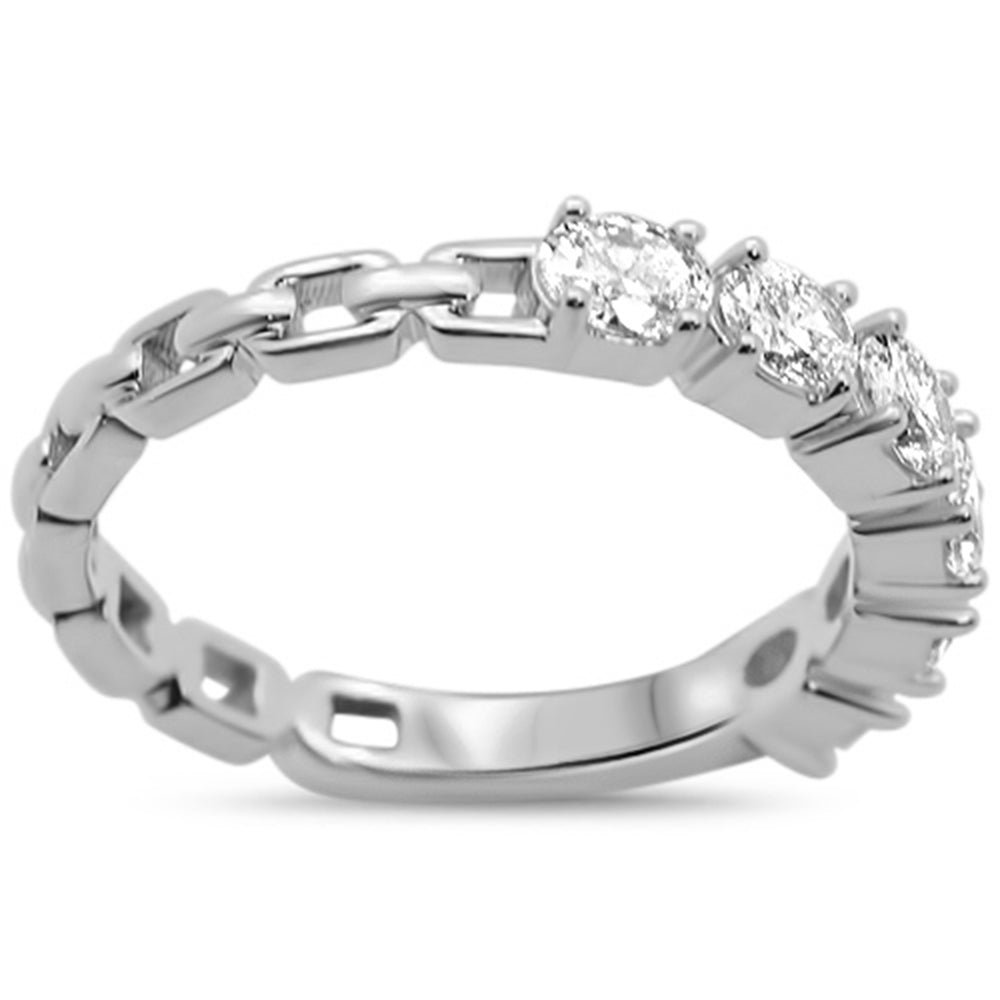 .92ct G SI 14KT White Gold Oval Diamond Reversible Band Ring Size 6.5