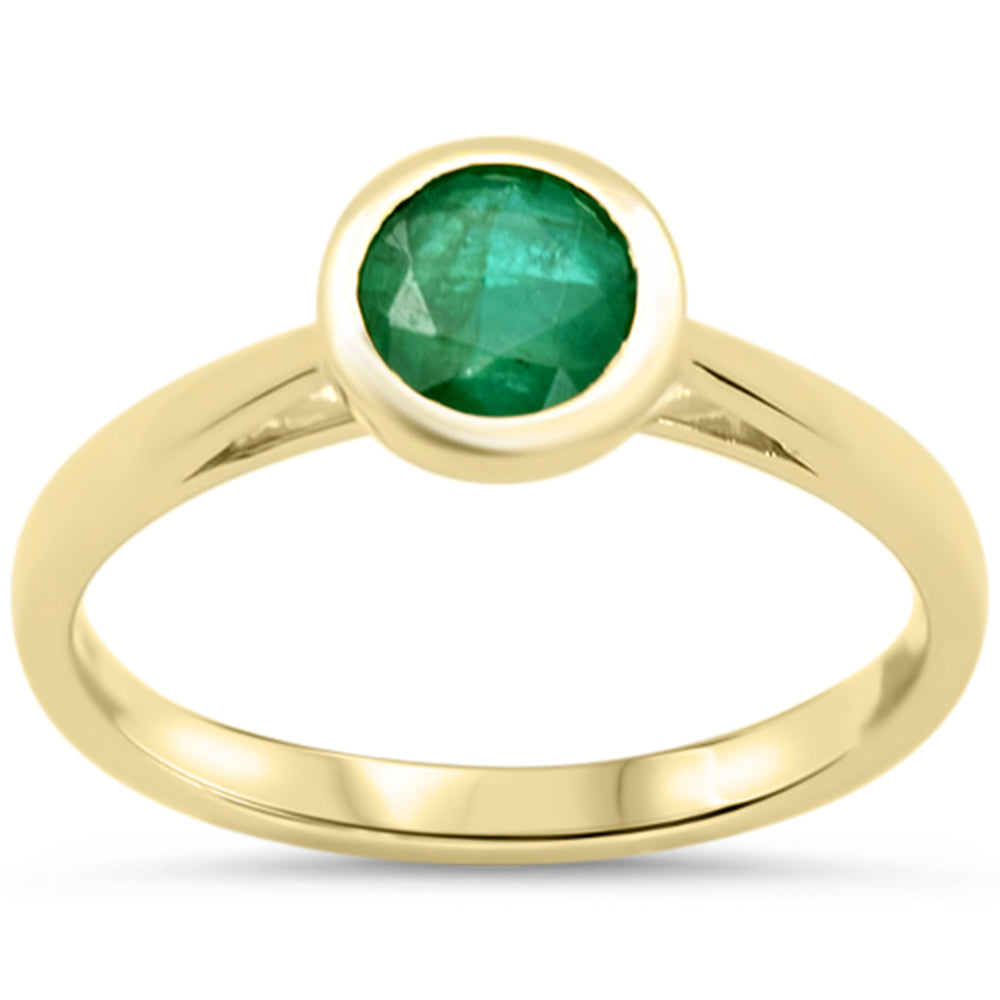 <span style="color:purple">SPECIAL!</span>.74ct G SI 14KT Yellow Gold Round Shape Emerald Gemstone Solitaire Ring Size 6.5