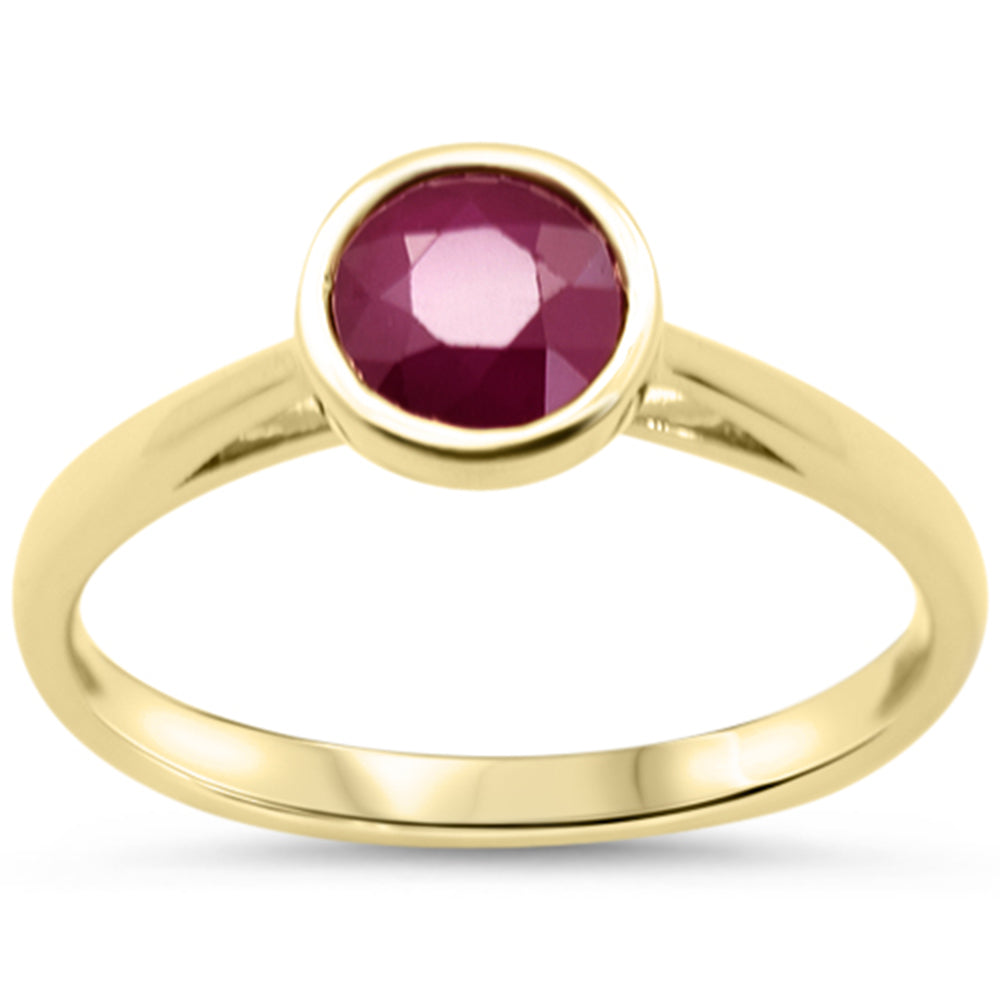 1.22ct G SI 14KT Yellow Gold Round Shape Ruby Gemstone Solitaire Ring Size 6.5
