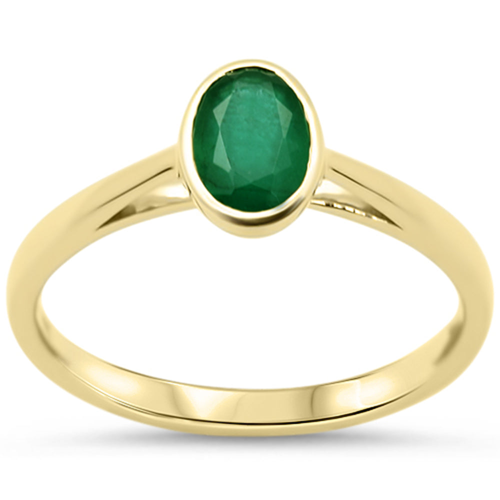 .72ct G SI 14KT Yellow Gold Oval Shape Emerald Gemstone Solitaire Ring Size 6.5