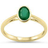 .72ct G SI 14KT Yellow Gold Oval Shape Emerald Gemstone Solitaire Ring Size 6.5