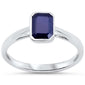 <span style="color:purple">SPECIAL!</span>1.18ct G SI 14KT White Gold Emerald Cut Blue Sapphire Gemstone Solitaire Ring Size 6.5