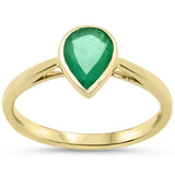 <span style="color:purple">SPECIAL!</span>1.00ct G SI 14KT Yellow Gold Pear Shape Emerald Gemstone Solitaire Ring Size 6.5