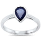 <span style="color:purple">SPECIAL!</span>1.25ct G SI 14KT White Gold Pear Shape Blue Sapphire Gemstone Solitaire Ring Size 6.5