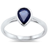 1.25ct G SI 14KT White Gold Pear Shape Blue Sapphire Gemstone Solitaire Ring Size 6.5