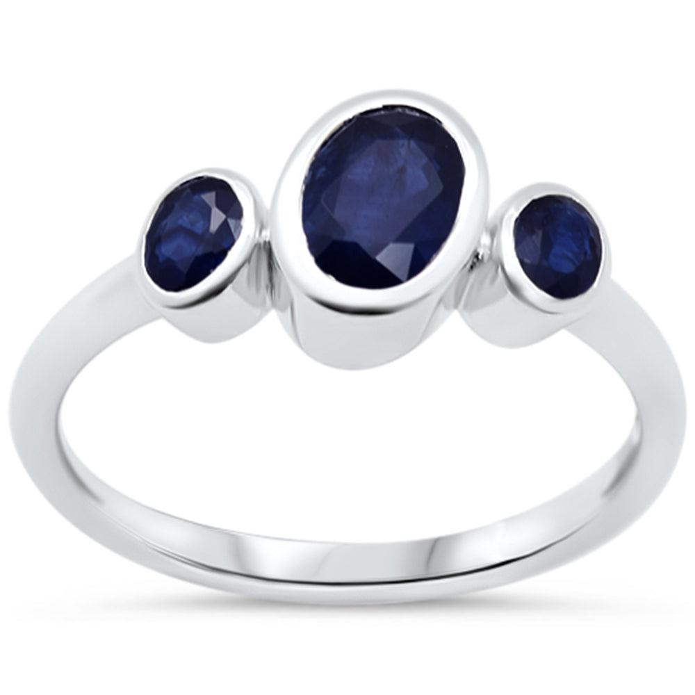 1.56ct G SI 14KT White Gold Oval Shape Blue Sapphire Gemstone Ring Size 6.5