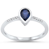 .46ct G SI 14KT White Gold Diamond & Pear Shape Blue Sapphire Gemstone Ring Size 6.5