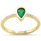 .49ct G SI 14KT Yellow Gold Diamond & Pear Shape Emerald Gemstone Ring Size 6.5