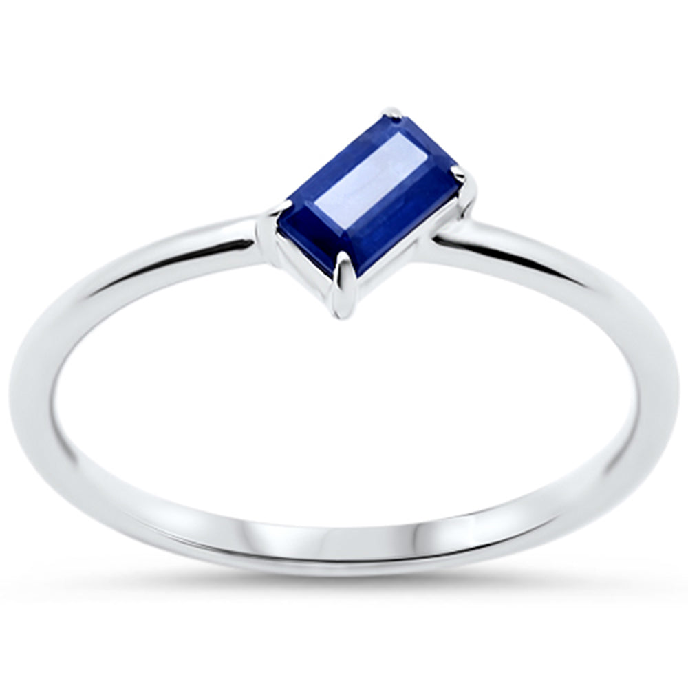 <span style="color:purple">SPECIAL!</span> .41ct G SI 14KT White Gold Blue Sapphire Gemstone Solitaire Ring Size 6.5