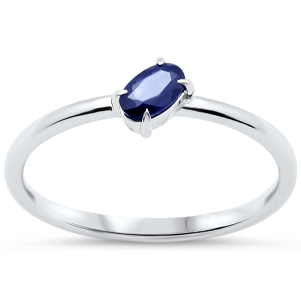 <span style="color:purple">SPECIAL!</span>.33ct G SI 14KT White Gold Blue Sapphire Gemstone Solitaire Ring Size 6.5