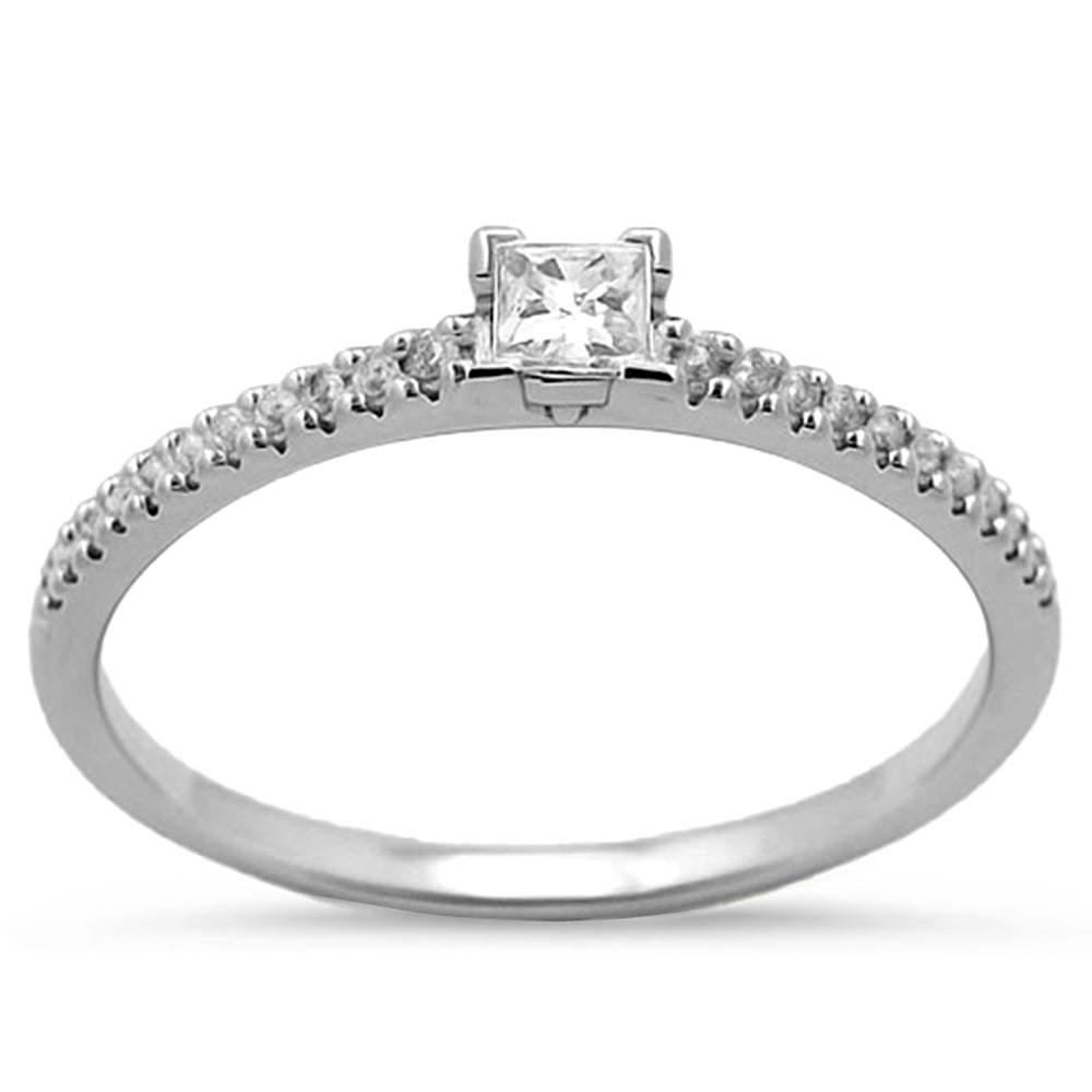 <span style="color:purple">SPECIAL!</span>.20ct G SI 14KT White Gold Princess Cut Diamond Engagement Ring Size 7
