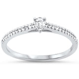 .20ct G SI 14KT White Gold Pear Diamond Petite Engagement Ring Size 7