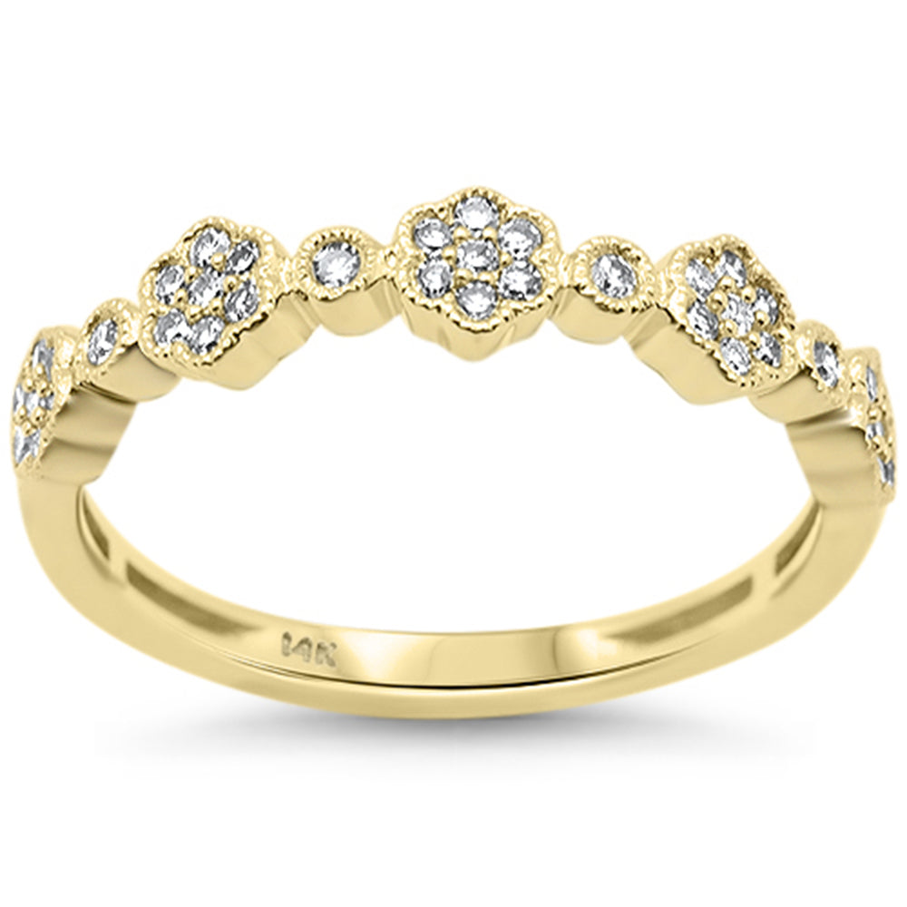 .20ct G SI 14K Yellow Gold Diamond Clover Band Ring Size 6.5