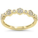 .20ct G SI 14K Yellow Gold Diamond Clover Band Ring Size 6.5