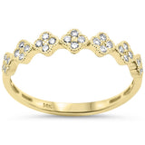 .20ct G SI 14K Yellow Gold Diamond Clover Band Ring Size 6.5