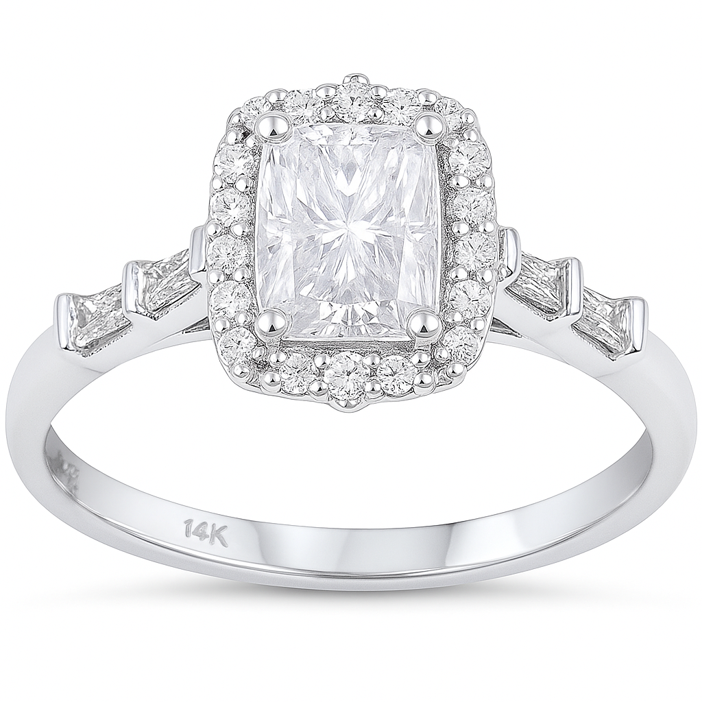 .96ct G SI 14K White Gold Radiant Cut Diamond Engagement Ring Size 6.5